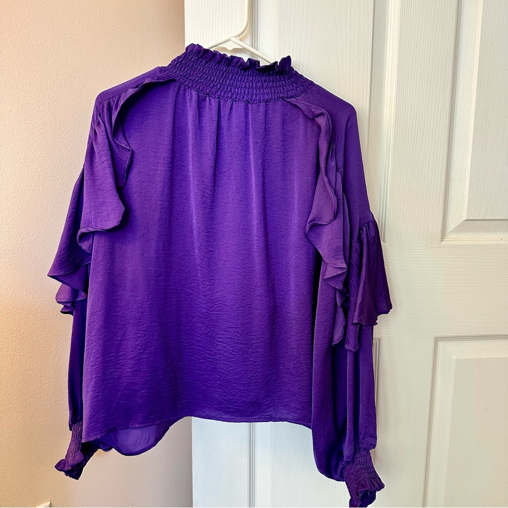 Glam Deep Purple Ruffle Top - Picture 3 of 3